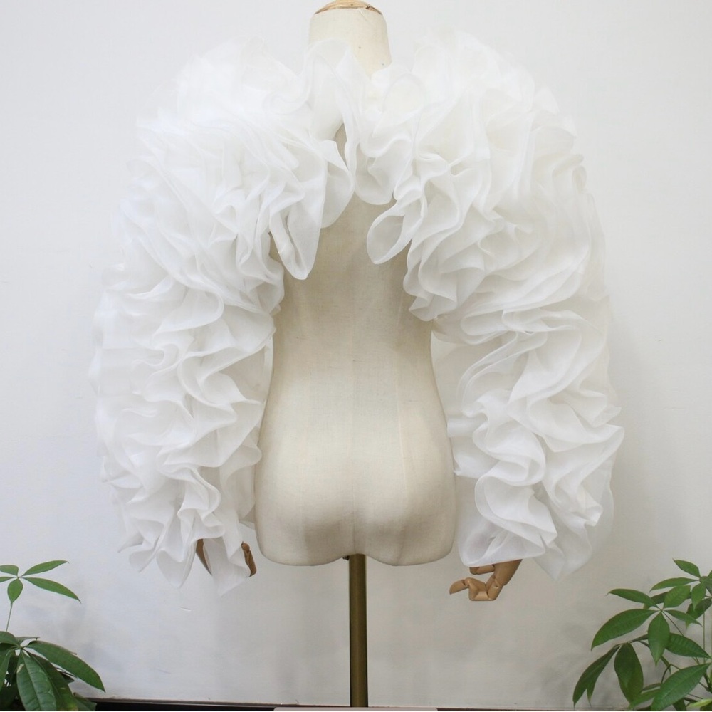 White ruffle top